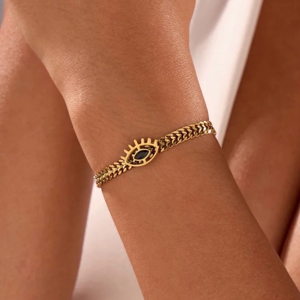 18K gold plated evil eye bracelet